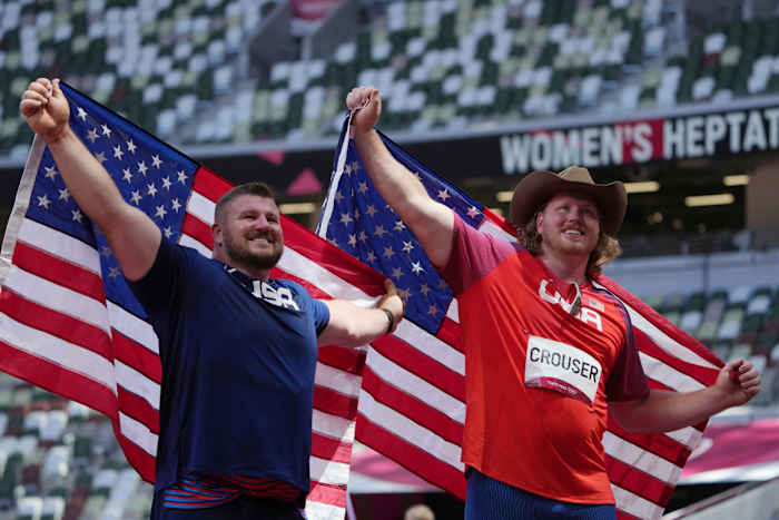 Joe Kovacs and Ryan Crouser (Photo by Kirby Lee/USA Today Sports
